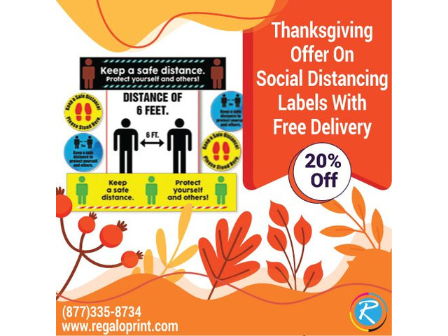Thanksgiving 20% Discount Offer On Social Distancing Labels