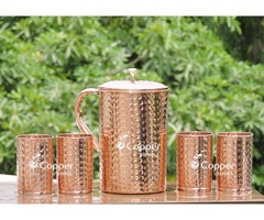 Shop for Hammered Pure Copper Pitcher and Four Tumblers Set at Best Prices | free-classifieds-usa.com - 4