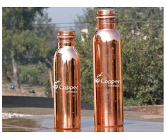 Shop for Copper Water Bottles Combo of 1000 ml and 600 ml Plain Leak-Proof | free-classifieds-usa.com - 2