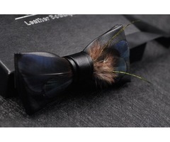 Reduced 12%! Handmade Feather Leather Bow tie | free-classifieds-usa.com - 3