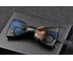 Reduced 12%! Handmade Feather Leather Bow tie | free-classifieds-usa.com - 4