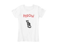 Funny Meow Cat White Tshirt For Women's | free-classifieds-usa.com - 2