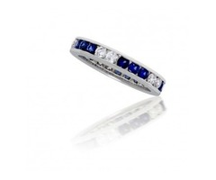 Channel Set Sapphire and Diamond Ring in 14k White Gold (1.65ct. tw.) | free-classifieds-usa.com - 1
