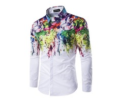 Single-Breasted Splashed Paint Mens Shirt | free-classifieds-usa.com - 1
