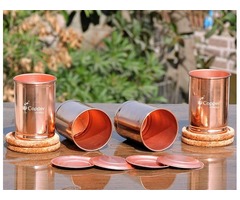 Shop for Set of Four Plain Copper Tumblers with Matching Lids  | free-classifieds-usa.com - 3