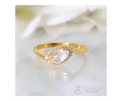14k Yellow Gold Vermeil Moonstone Ring Chatoyant- GSJ | free-classifieds-usa.com - 1
