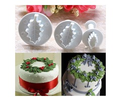 3X Christmas Holly Leaf Cake Cookie Cutter Sugarcraft Decorating Mold | free-classifieds-usa.com - 1