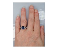 Blue Asscher Cut Sapphire Platinum Ring | free-classifieds-usa.com - 3