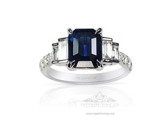 Blue Asscher Cut Sapphire Platinum Ring | free-classifieds-usa.com - 4