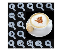 16Pcs Cappuccino Latte Art Coffee Stencils Duster Cake Icing Spray | free-classifieds-usa.com - 1