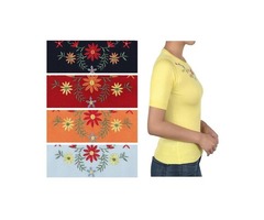Yemak Sweater | Daisy Embroidered Sweater Pullover,Vintage Inspired, S-L,Pinup,by Mak 3664EMBO(S-L) | free-classifieds-usa.com - 3