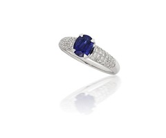 Oval Sapphire and Micropave Diamond Ring in 18k White Gold (1.55ct center) | free-classifieds-usa.com - 1