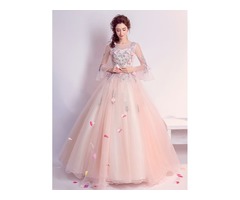 Stylish Ball Gown Appliques Flowers Pearls Scoop Floor-Length Quinceanera Dress | free-classifieds-usa.com - 1