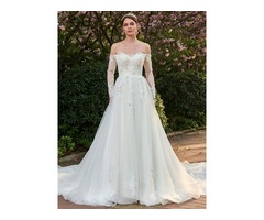 A-Line Long Sleeves Appliques Beaded Off the Shoulder Wedding Dress | free-classifieds-usa.com - 1