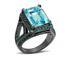 Simulated Aquamarine and Green Crystal Stainless Steel Ring | free-classifieds-usa.com - 1
