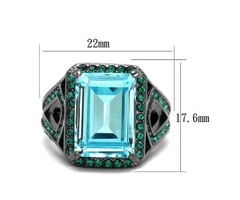 Simulated Aquamarine and Green Crystal Stainless Steel Ring | free-classifieds-usa.com - 2