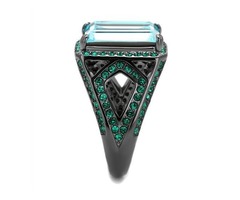 Simulated Aquamarine and Green Crystal Stainless Steel Ring | free-classifieds-usa.com - 4