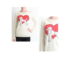 Yemak Sweater | Cute Poodle Love Heart Long Sleeve Round Neck Casual Pullover Knit Sweater MK3463 | free-classifieds-usa.com - 2