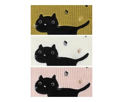 Yemak Sweater | Black Cat Applique Crewneck Long Sleeve Pullover Casual Knit Sweater MK8207 | free-classifieds-usa.com - 2
