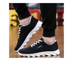 PU Plain Lace-Up Simple Sneakers for Men | free-classifieds-usa.com - 1