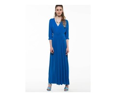 Solid V Empire Waist Half Sleeve Maxi Dress | free-classifieds-usa.com - 1