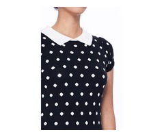 YeMAK Sweater | Classic Collar Short Sleeves Polka Dot Stretchy Casual Pullover Sweater MK3673 | free-classifieds-usa.com - 3