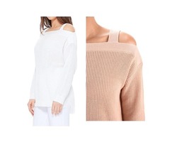 YeMAK Sweater | Long Sleeves Cold Shoulder Hip Length Stylish Casual Pullover Sweater MK3631 | free-classifieds-usa.com - 3