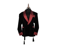 Men Smoking Velvet Jackets Elegant Designer Belted Dinner Party Wear Blazers | free-classifieds-usa.com - 1