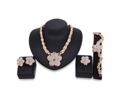Flower Shaped Full Drill Shinning Buds Chain Sweet Jewelry Sets | free-classifieds-usa.com - 1