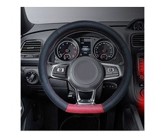 D Type Red Black Universal 38cm Leather Car Steel Ring Wheel Cover | free-classifieds-usa.com - 1