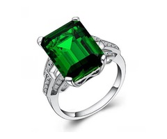 Luxury Big Emerald 925 Sterling Silver Women Engagement/Wedding Ring | free-classifieds-usa.com - 1