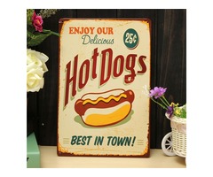 Hot Dogs Sheet Metal Drawing Retro Metal Painting Pub Club Cafe Home Poster Sign Tin Decor | free-classifieds-usa.com - 1