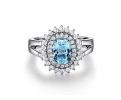 2ct Oval Cut Double Halo Natural Blue Topaz Ring 925 Sterling Silver Topaz Stone Engagement Rings | free-classifieds-usa.com - 2