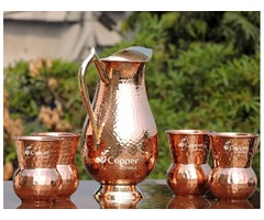 Shop for Mughlai Style Copper Jug with Four Matching Tumblers | free-classifieds-usa.com - 1