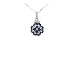 Sapphire and Diamond Pendant in 18kt. White Gold (0.90ct. tw)  | free-classifieds-usa.com - 1