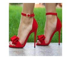 Open Toe Line-Style Buckle Red Heel Sandals | free-classifieds-usa.com - 1