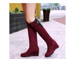 Faux Suede Patchwork Hidden Heel Lace Womens Boots | free-classifieds-usa.com - 1