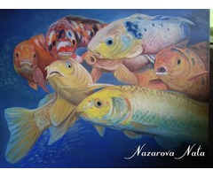 Fish Painting Koi, home decor Oil painting fish Sea oil painting, wall decor, gold fish Housewarming | free-classifieds-usa.com - 1