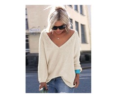 Knitted V Neck Long Sleeve Sweater Blouse Tops | free-classifieds-usa.com - 1