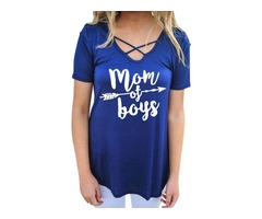 Women mom of boys Letter Printed T-shirt Tops | free-classifieds-usa.com - 1