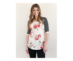 Fashion Women Splicing Curve Hem Casual Blouse T-shirt Tops | free-classifieds-usa.com - 1