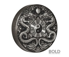2019 Tuvalu Double Dragon Antiqued 2 oz Silver Coin | free-classifieds-usa.com - 2