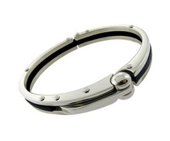 Stainless Steel and Black Resin Bangle Bracelet | free-classifieds-usa.com - 1