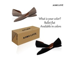 AOMO LOVE Women's Shoes Faux Suede Casual Light Pointed Toe Ballet Slip On Comfort Flats Shoes   | free-classifieds-usa.com - 4