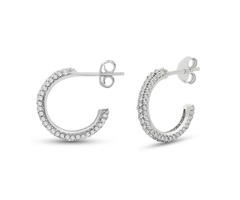 925 Sterling Silver Cubic Zirconia Hoop Earrings | Stellar Designs | free-classifieds-usa.com - 1