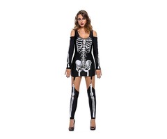 HESSZ Halloween Off-shoulder Skeleton Cosplay Dress Costume | free-classifieds-usa.com - 1