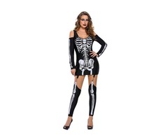 HESSZ Halloween Off-shoulder Skeleton Cosplay Dress Costume | free-classifieds-usa.com - 2
