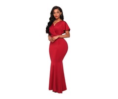 Red Off The Shoulder Mermaid Maxi Dress | free-classifieds-usa.com - 2