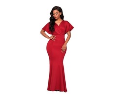 Red Off The Shoulder Mermaid Maxi Dress | free-classifieds-usa.com - 3