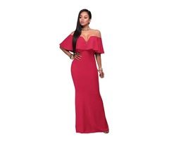Red Ruffle Off Shoulder Maxi Party Dress for Sexy Women | free-classifieds-usa.com - 1